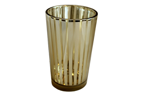 Votive, Gold Striped 4"