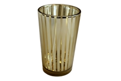 Votive, Gold Striped 4"