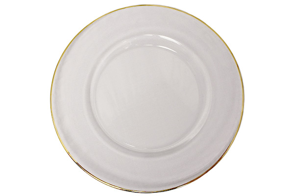 Charger Plate, 13" Clear W/ Narrow Gold Rim