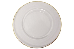 Charger Plate, 13" Clear W/ Narrow Gold Rim