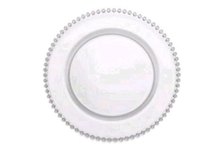 Charger Plate, 13" Clear Glass (Beaded)