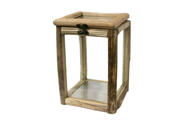 Card Holder, Rustic Wood and Glass