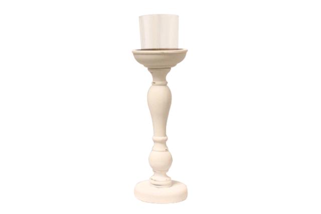 Candleholder, White Spindle 10.5"