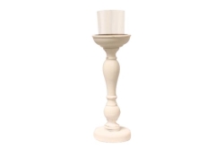 Candleholder, White Spindle 10.5"