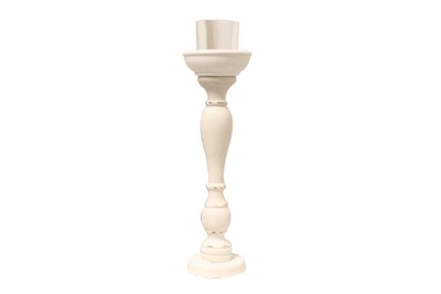 Candleholder, White Spindle 14.5"