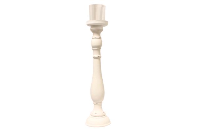 Candleholder, White Spindle 18.5"