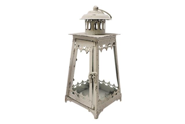 Lantern, Antique White Pyramid