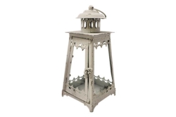 Lantern, Antique White Pyramid