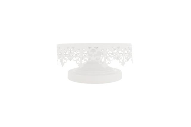 Cake Stand, 8.5" White Lace Edge (Metal)
