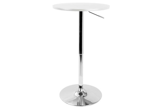 Table, Rnd White/Chrome Adjustable