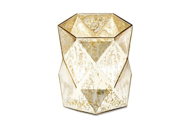 Votive, Gold Mercury Geometric 4"