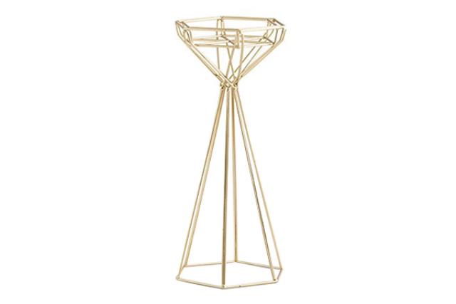 Candleholder, Gold Geo 10"