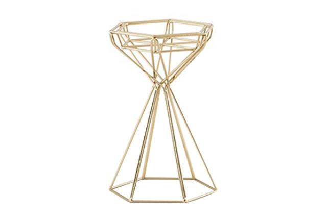 Candleholder, Gold Geo 7"