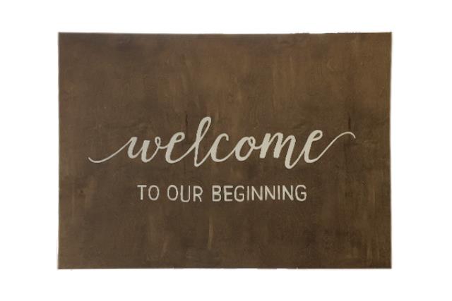 Sign, Wooden 'Welcome to Our Beginning'