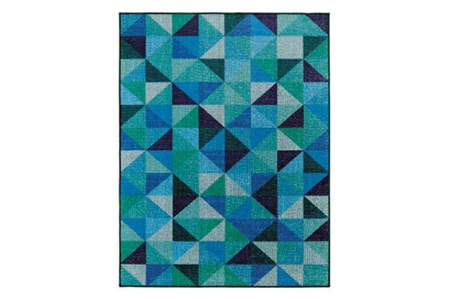Rug, Outdoor Blue Geometric 5' X 7'