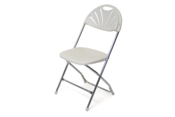 Chair, Folding Off-White/Chrome, Fan-Back