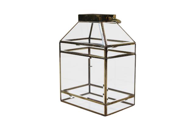 Lantern, Glass 10.25" X 6.75" X 14"