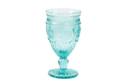 Glass, Goblet 12 Oz Teal Vintage