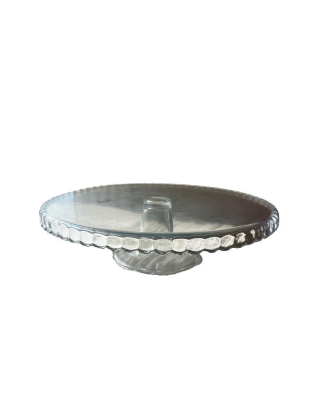 Cake Stand, 13" Scalloped Edge Glass
