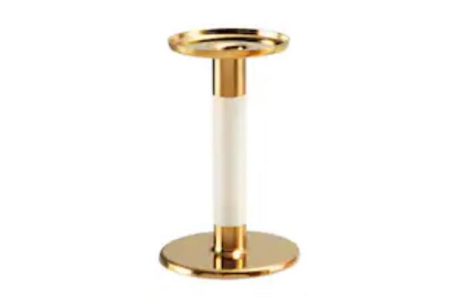 Candlestick, Gold/Ivory 6"