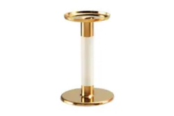 Candlestick, Gold/Ivory 6"