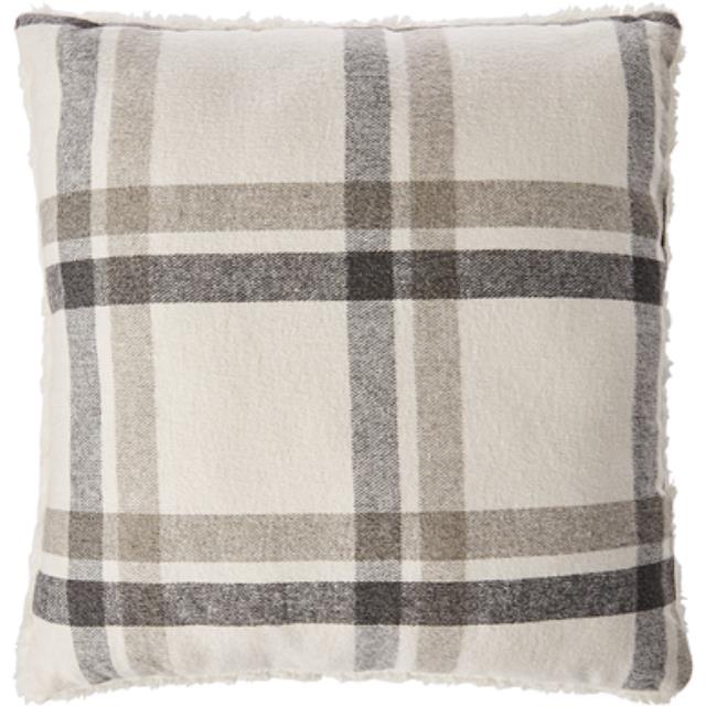 Pillow, Sherpa Grey Plaid