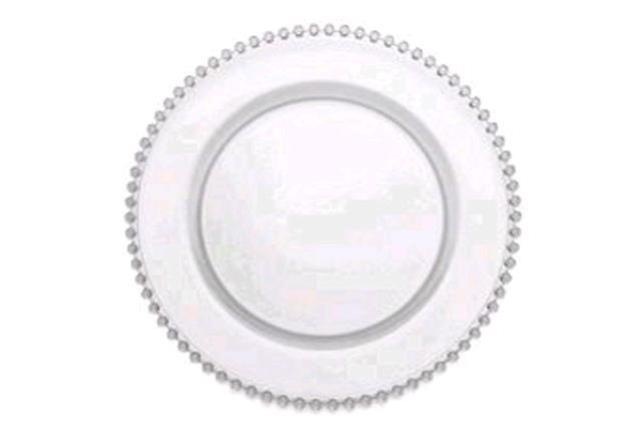 Charger Plate, 12.5" Glass (Clear Beaded)