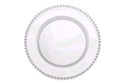 Charger Plate, 12.5" Glass (Clear Beaded)