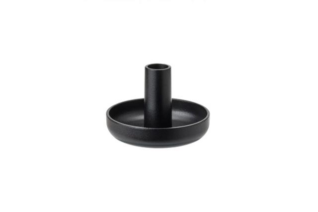 Candlestick Holder, Modern Black 3"