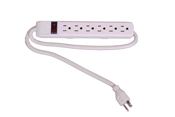 Power Bar, 6 Outlet White