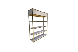 Back Bar, Avenue 84"h Gold Polished White Plexi (Nn)