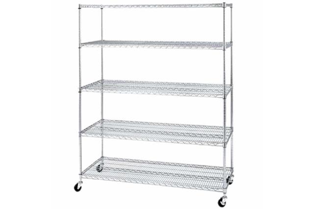 SHELVING UNIT, CHROME ROLLING 72"H x 48”W x 18"D