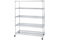 SHELVING UNIT, CHROME ROLLING 72"H x 48”W x 18"D