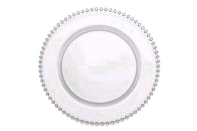 Charger Plate, 13" Glass (Clear Beaded)