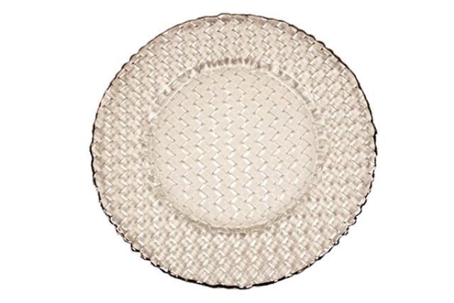 Charger Plate, 12.5" Braid Clear W/Plati