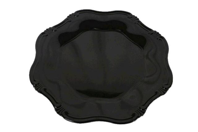 Charger Plate, 13" Oct Black Baroque