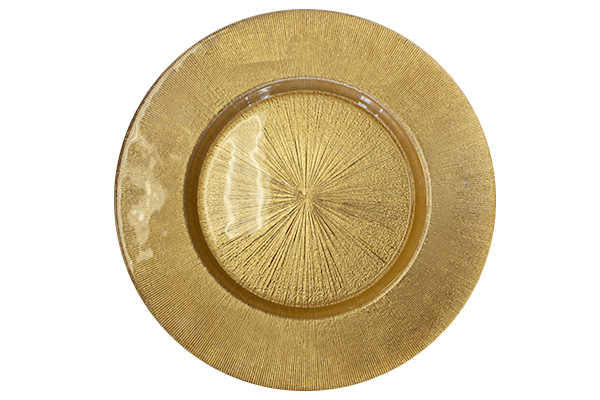 Charger Plate, 13" Glass Gold Burst
